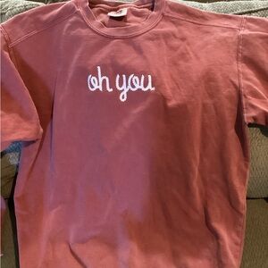 Comfort Colors 'Oh You' Embroidered Crewneck Faded Red Large
